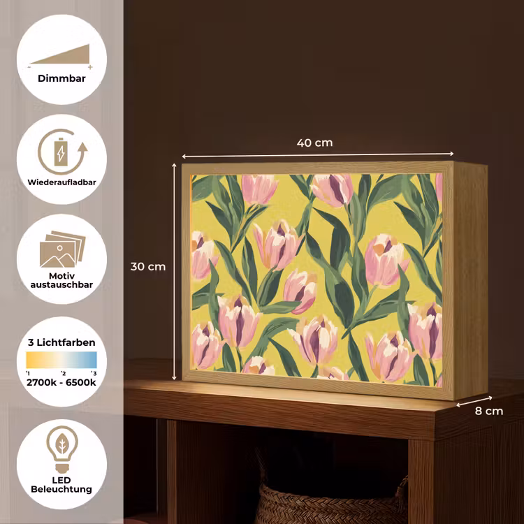 Tulpen - Botanisch - Geel Light Box met batterij (Wandlamp) middel 907 -USP_websiteoverzichtDE