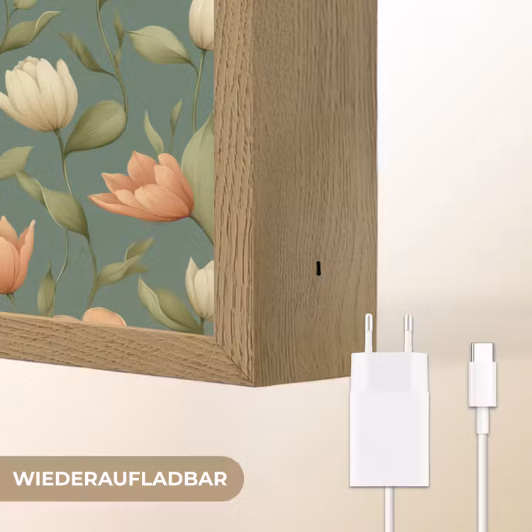 Tulpen - Botanisch - Groen Light Box met batterij (Wandlamp) middel 907 -USP_websiteoplaadbaarDE