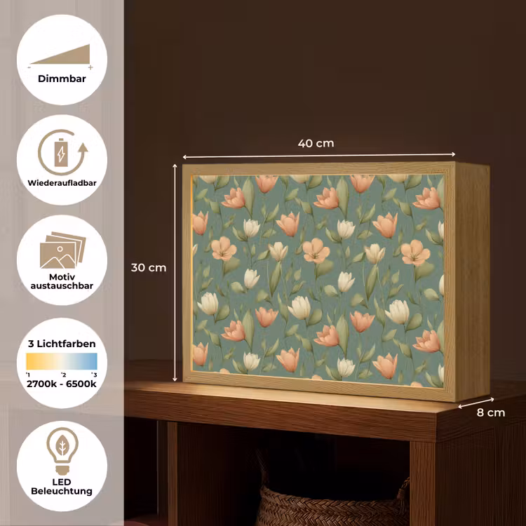 Tulpen - Botanisch - Groen Light Box met batterij (Wandlamp) middel 907 -USP_websiteoverzichtDE
