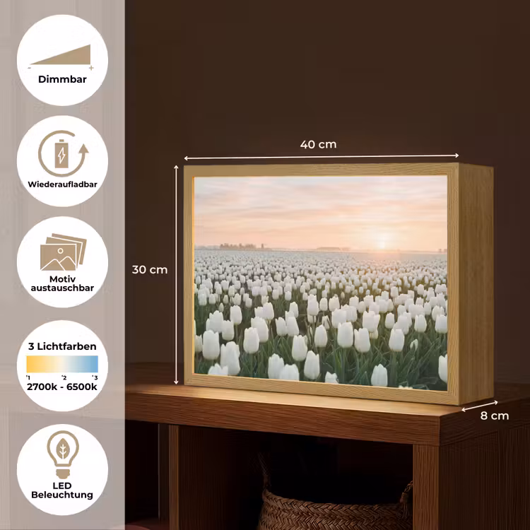 Tulpen - Landschap - Wit Light Box met batterij (Wandlamp) middel -USP_websiteoverzichtDE