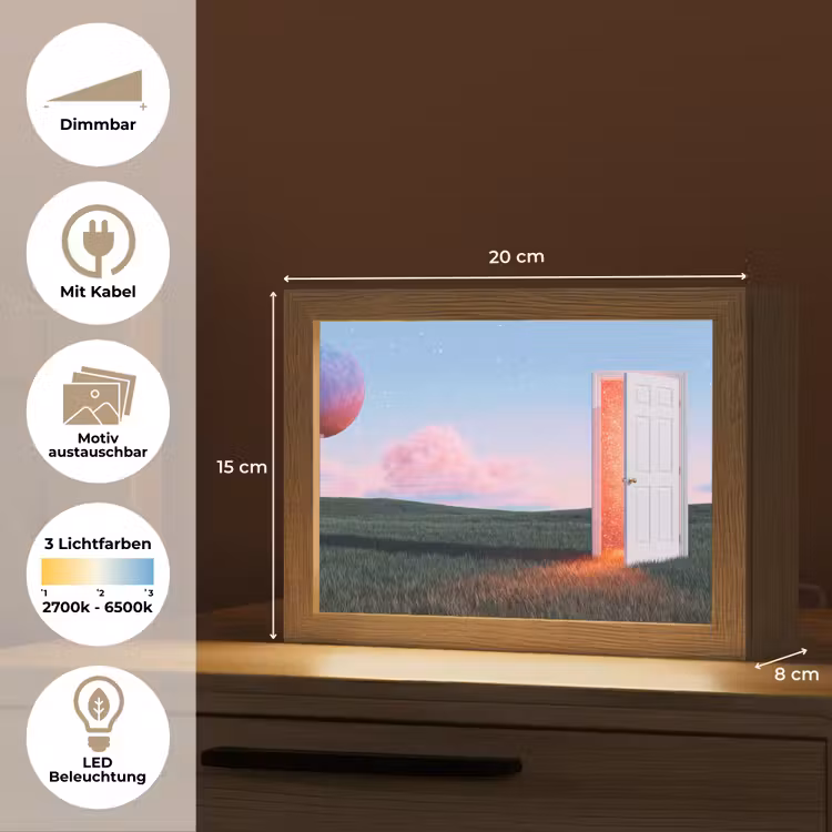 Lightbox - Wandleuchte - Tür – Fantasie – Raum - Deur - Fantasie - Ruimte Light Box met kabel (Wandlamp) klein