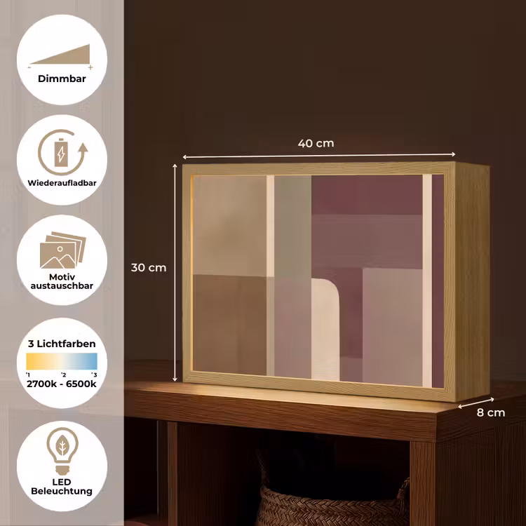 Vlakken - Abstract - Bordeaux - Lijnen Light Box met batterij (Wandlamp) middel -USP_websiteoverzichtDE