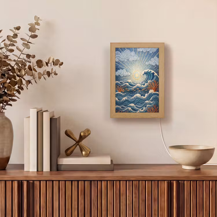 Onderwater - Koraal - Vis - Natuur - Kunst Light Box met kabel (Wandlamp) klein -sfeer2