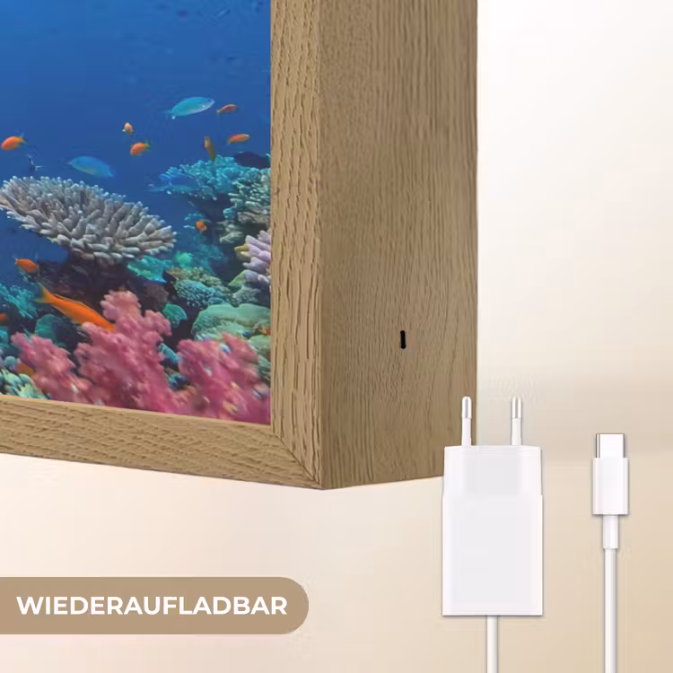Onderwater - Koraalrif - Vissen - Oceaan - Natuur Light Box met batterij (Wandlamp) middel -USP_websiteoplaadbaarDE