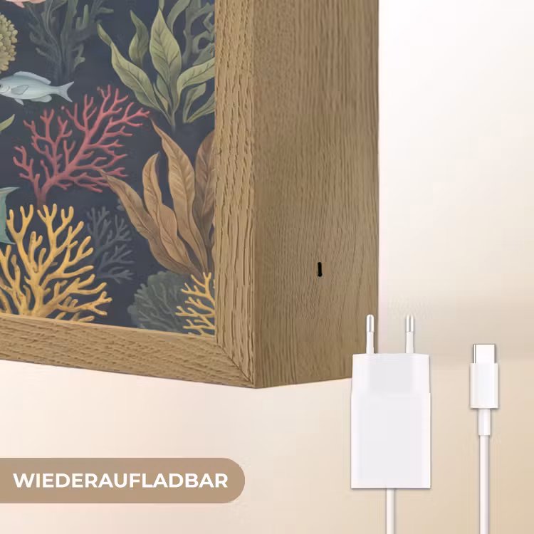 Onderwaterwereld - Vissen - Koraal - Illustratie - Kleurrijk Light Box met batterij (Wandlamp) middel -USP_websiteoplaadbaarDE