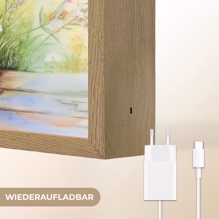 Vaas - Delftsblauw - Madeliefjes Light Box met batterij (Wandlamp) middel -USP_websiteoplaadbaarDE