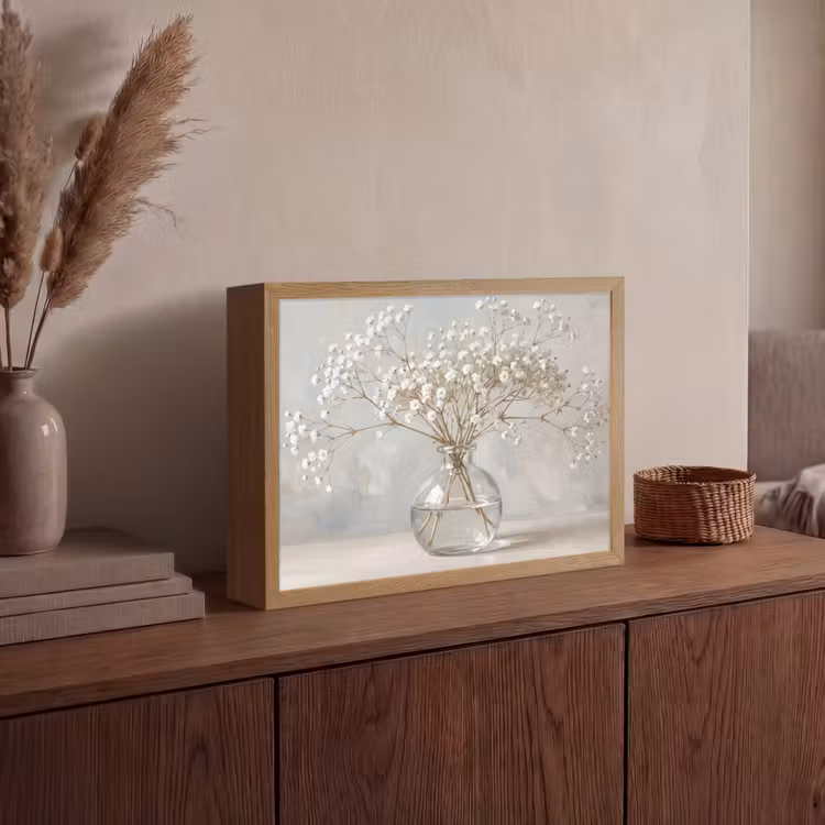 Vaas - Gipskruid - Wit Light Box met batterij (Wandlamp) middel -sfeer2