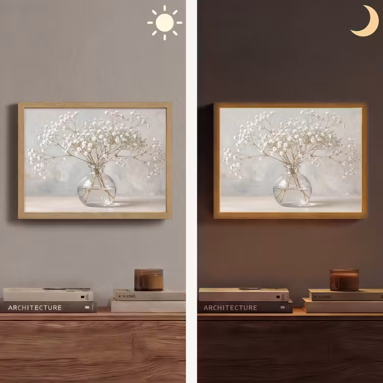 Vaas - Gipskruid - Wit Light Box met batterij (Wandlamp) middel -sfeer3