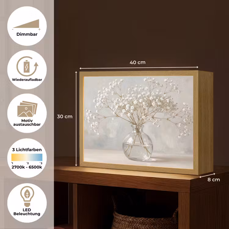 Vaas - Gipskruid - Wit Light Box met batterij (Wandlamp) middel -USP_websiteoverzichtDE