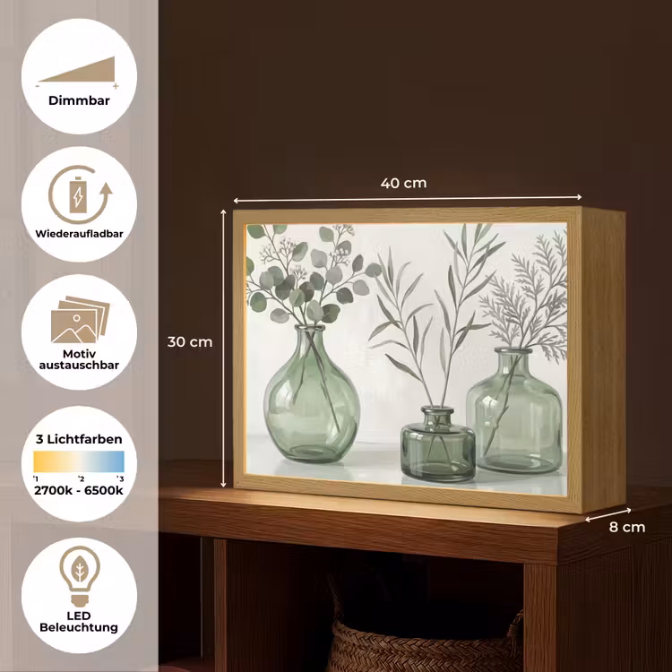 Vazen - Bladeren - Groen Light Box met batterij (Wandlamp) middel -USP_websiteoverzichtDE