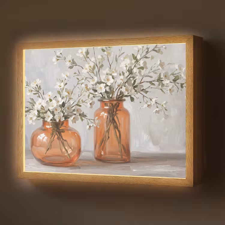 Vazen - Bloemen - Oranje Light Box met batterij (Wandlamp) middel -z3d_website