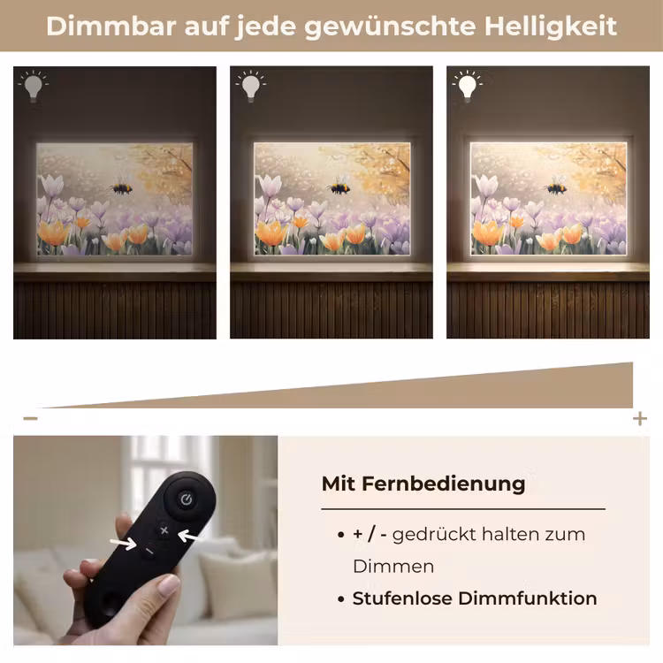 Viooltjes - bij - Zonlicht Light Box met batterij (Wandlamp) middel -USP_dimbaarDE
