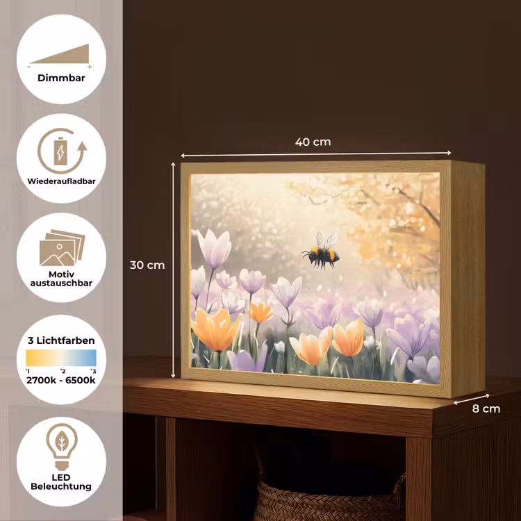 Viooltjes - bij - Zonlicht Light Box met batterij (Wandlamp) middel -USP_websiteoverzichtDE