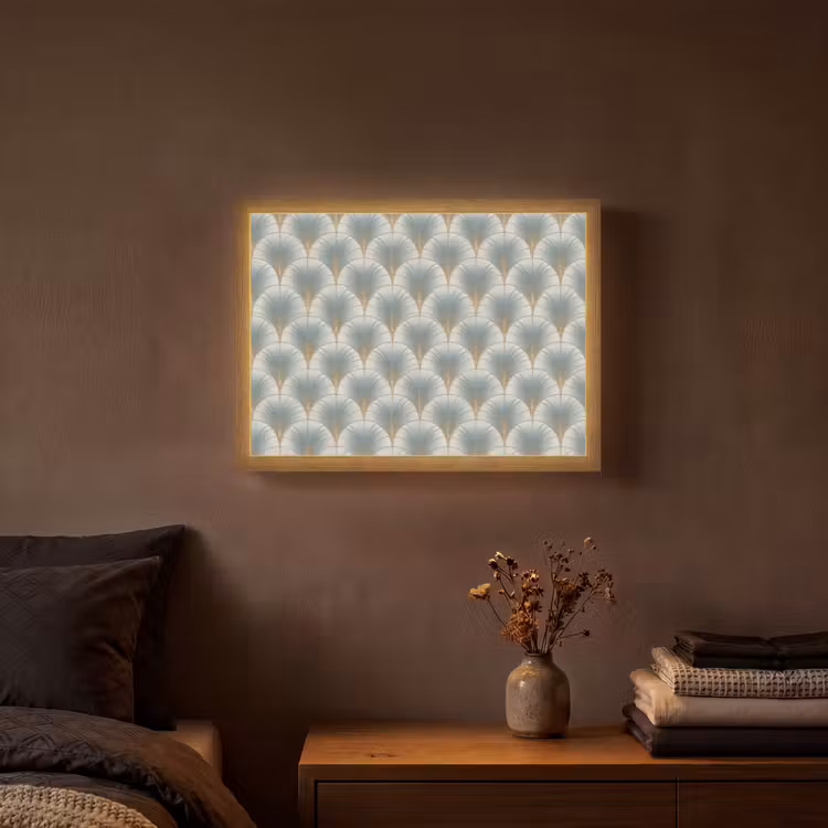 Waaier - Klassiek - Blauw Light Box met batterij (Wandlamp) middel 907 -sfeer4