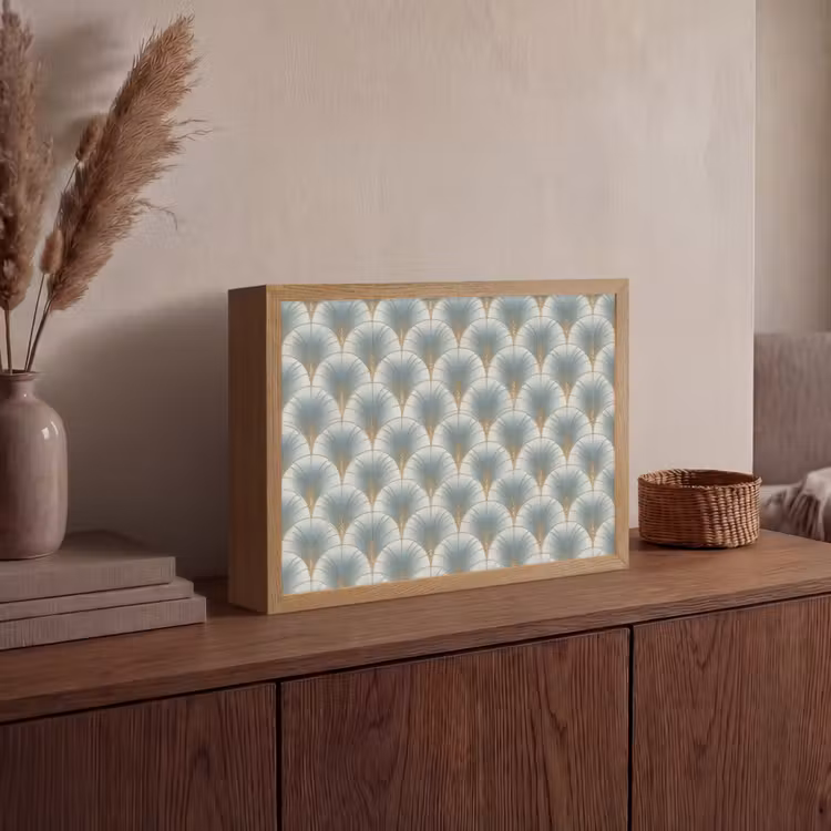 Waaier - Klassiek - Blauw Light Box met batterij (Wandlamp) middel 907 -sfeer2