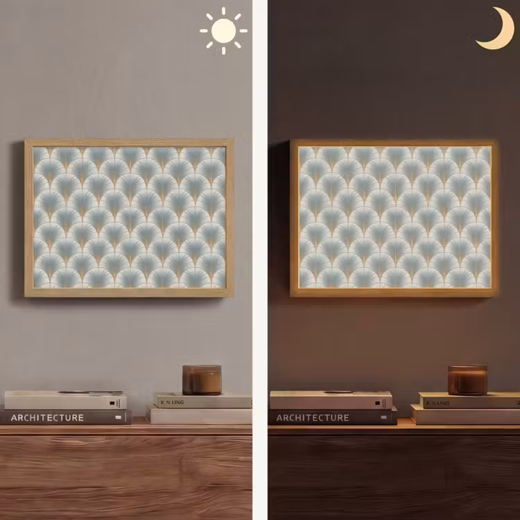 Waaier - Klassiek - Blauw Light Box met batterij (Wandlamp) middel 907 -sfeer3