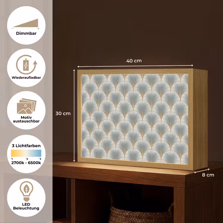 Waaier - Klassiek - Blauw Light Box met batterij (Wandlamp) middel 907 -USP_websiteoverzichtDE