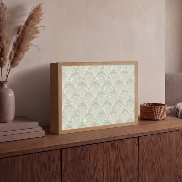 Waaiers - Patroon - Groen Light Box met batterij (Wandlamp) middel 907 -sfeer2