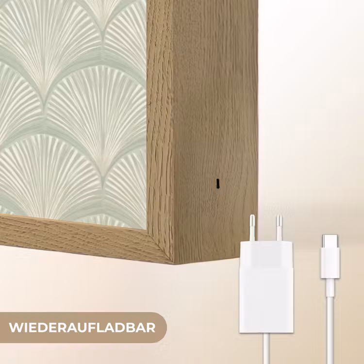 Waaiers - Patroon - Groen Light Box met batterij (Wandlamp) middel 907 -USP_websiteoplaadbaarDE