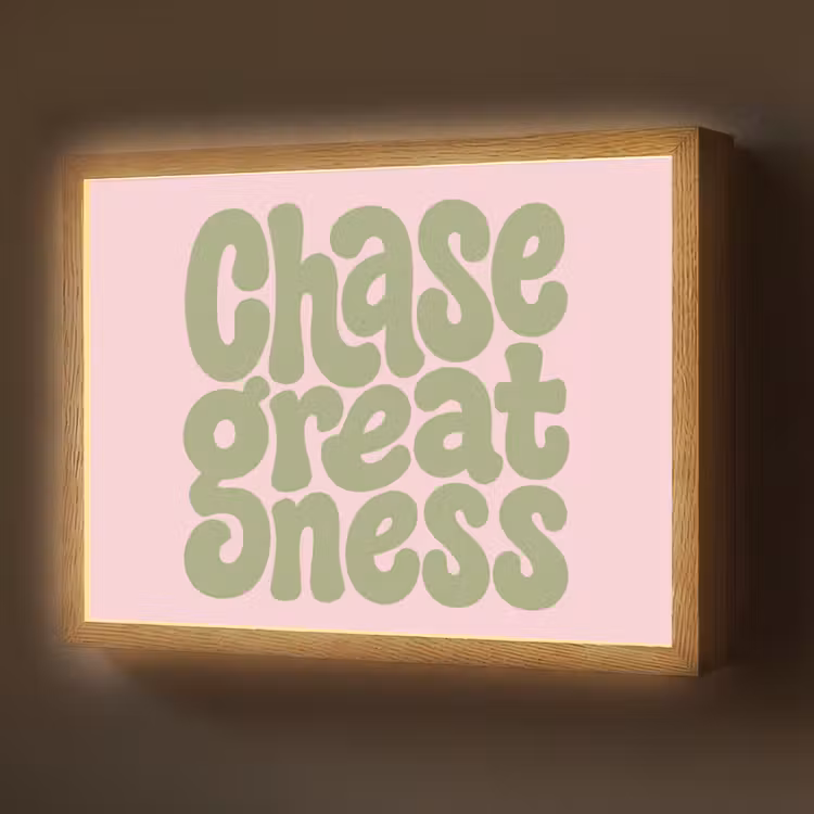 Chase greatness - Groen - Roze - Retro Light Box met batterij (Wandlamp) middel -z3d_website