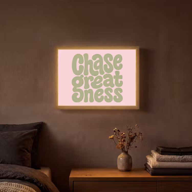 Chase greatness - Groen - Roze - Retro Light Box met batterij (Wandlamp) middel -sfeer4