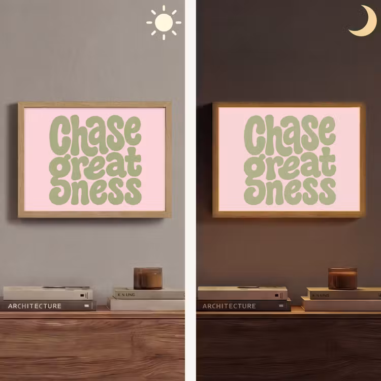 Chase greatness - Groen - Roze - Retro Light Box met batterij (Wandlamp) middel -sfeer3