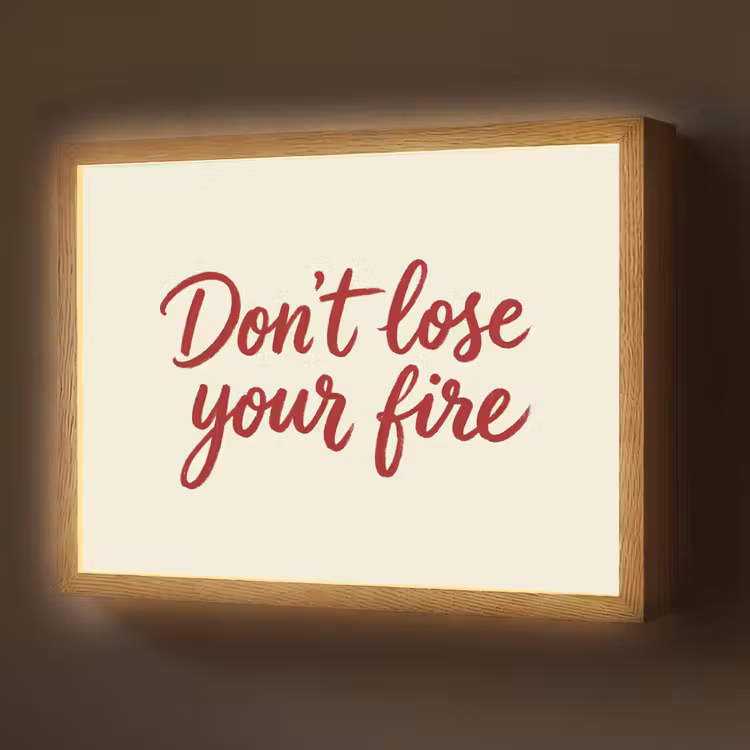 Don't lose your fire - Rood - Wit - Minimalistisch Light Box met batterij (Wandlamp) middel -z3d_website