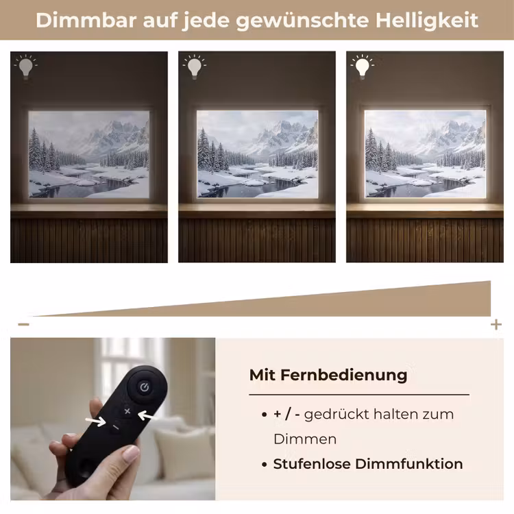 Sneeuwlandschap - Bergen - Rivier - Winter Light Box met batterij (Wandlamp) middel -USP_dimbaarDE