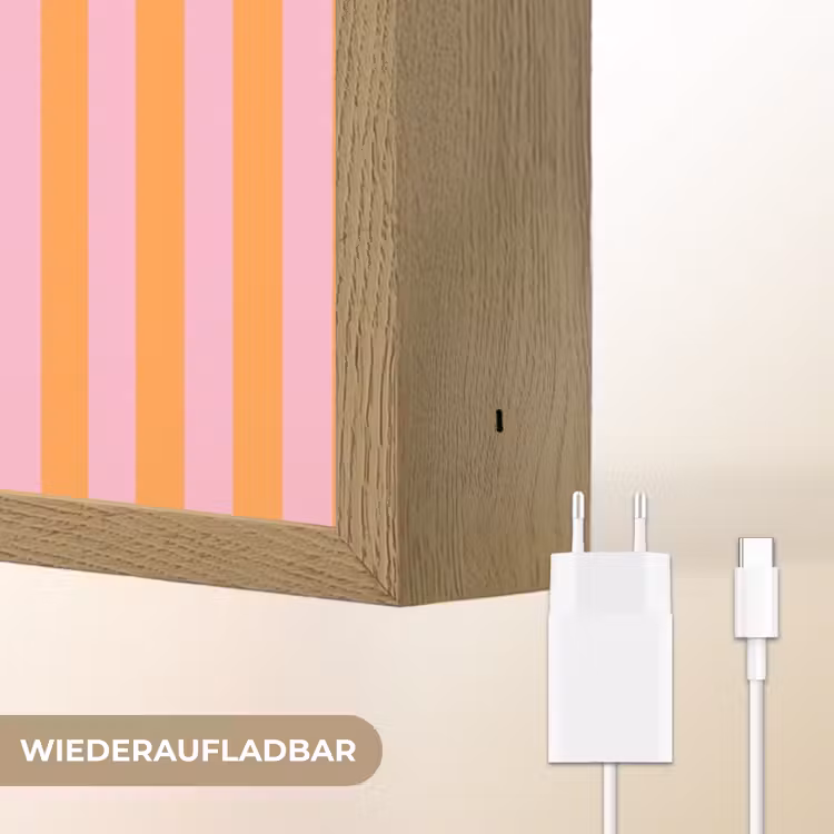 Verticaal - Strepen - Oranje - Ciao bella Light Box met batterij (Wandlamp) middel -USP_websiteoplaadbaarDE