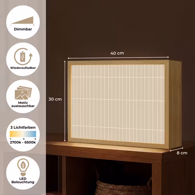 Verticaal - Wandtegel - Crème - Beige Light Box met batterij (Wandlamp) middel 907 -USP_websiteoverzichtDE
