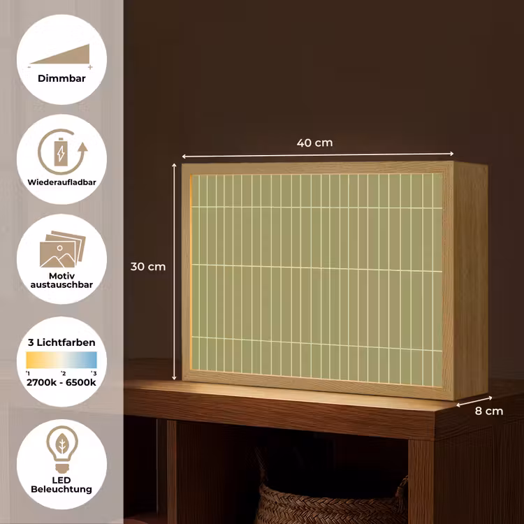 Verticaal - Wandtegel - Olijfgroen Light Box met batterij (Wandlamp) middel 907 -USP_websiteoverzichtDE