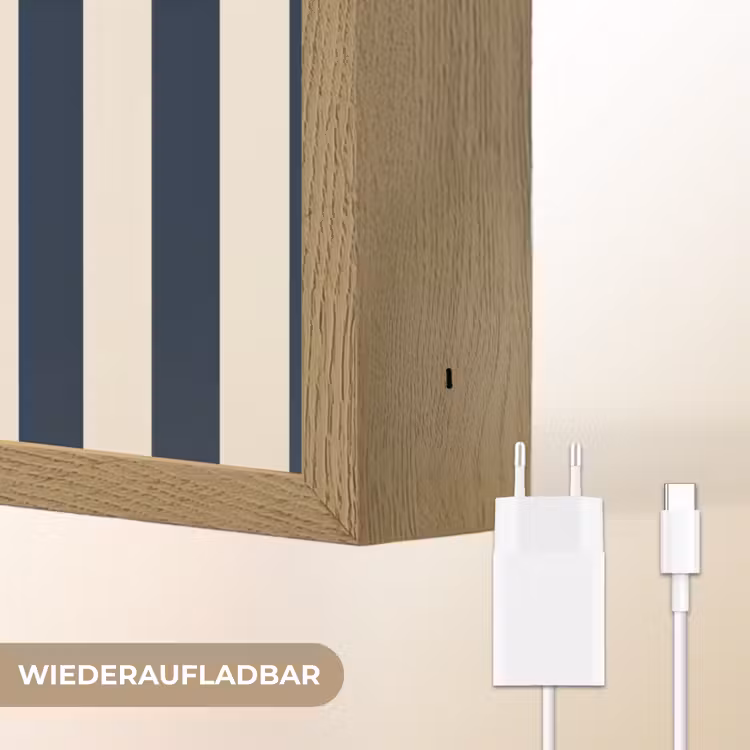 Verticale strepen - Blauw - Crème Light Box met batterij (Wandlamp) middel 907 -USP_websiteoplaadbaarDE