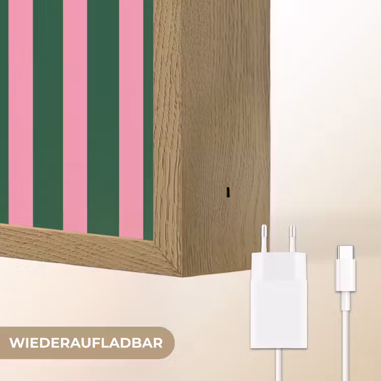 Verticale strepen - Groen - Roze Light Box met batterij (Wandlamp) middel 907 -USP_websiteoplaadbaarDE