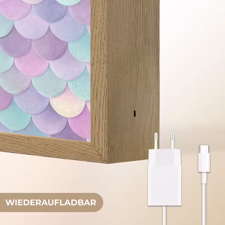 Dromerig - Zeemeermin - Pastel Light Box met batterij (Wandlamp) middel 907 -USP_websiteoplaadbaarDE