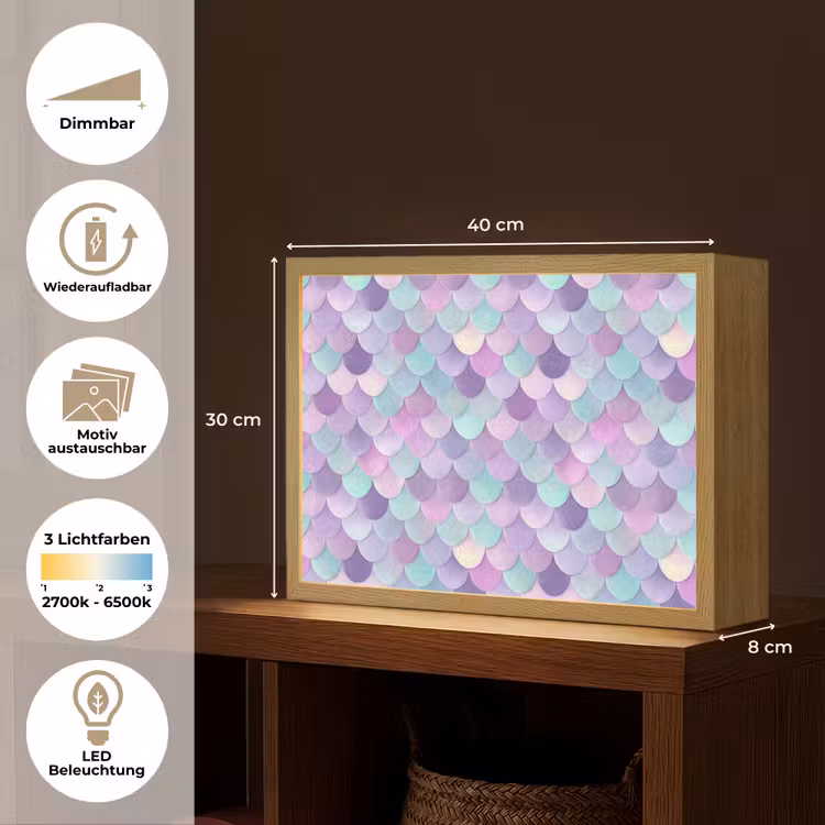 Dromerig - Zeemeermin - Pastel Light Box met batterij (Wandlamp) middel 907 -USP_websiteoverzichtDE