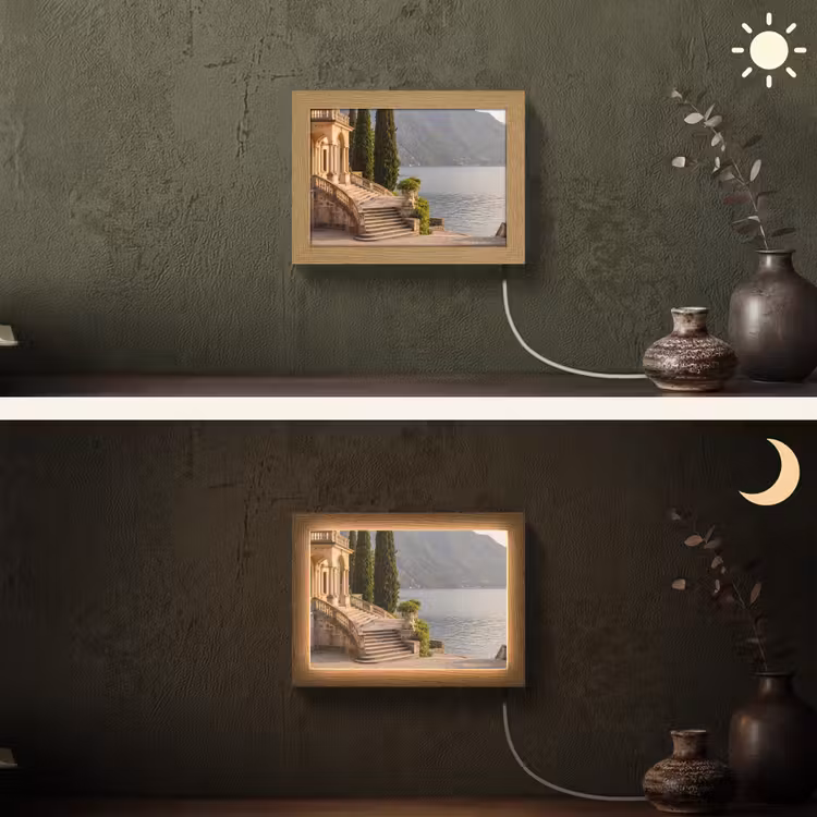 Lightbox - Wandleuchte - Villa – Wasser – Treppen - Villa - water -trappen Light Box met kabel (Wandlamp) klein