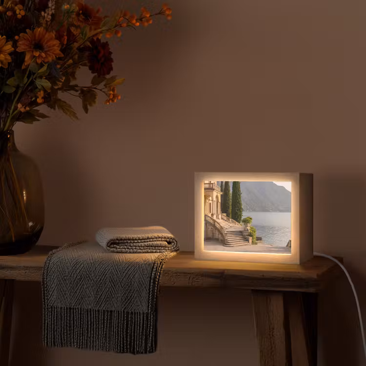 Lightbox - Wandleuchte - Villa – Wasser – Treppen - Villa - water -trappen Light Box met kabel (Wandlamp) klein