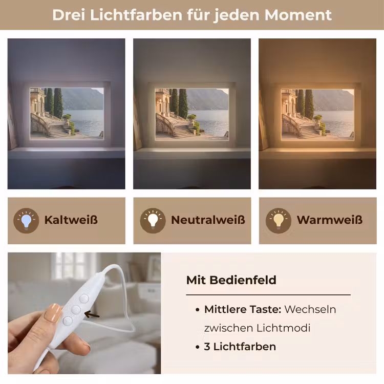 Lightbox - Wandleuchte - Villa – Wasser – Treppen - Villa - water -trappen Light Box met kabel (Wandlamp) klein