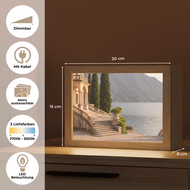 Lightbox - Wandleuchte - Villa – Wasser – Treppen - Villa - water -trappen Light Box met kabel (Wandlamp) klein