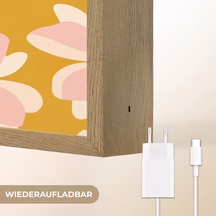 Vintage - Bloemen - Okergeel Light Box met batterij (Wandlamp) middel 907 -USP_websiteoplaadbaarDE