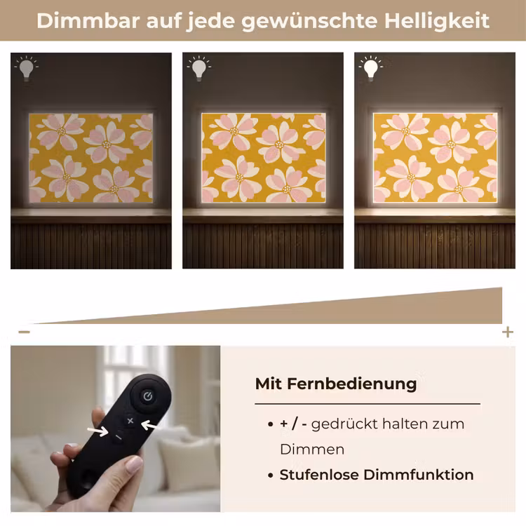 Vintage - Bloemen - Okergeel Light Box met batterij (Wandlamp) middel 907 -USP_dimbaarDE