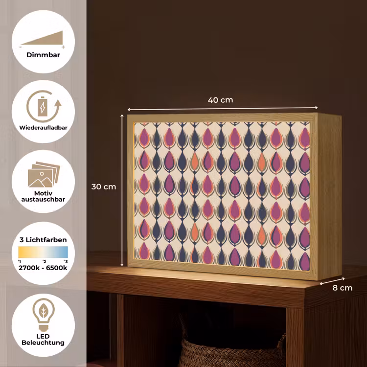Vintage - Retro - Kleurrijk Light Box met batterij (Wandlamp) middel 907 -USP_websiteoverzichtDE