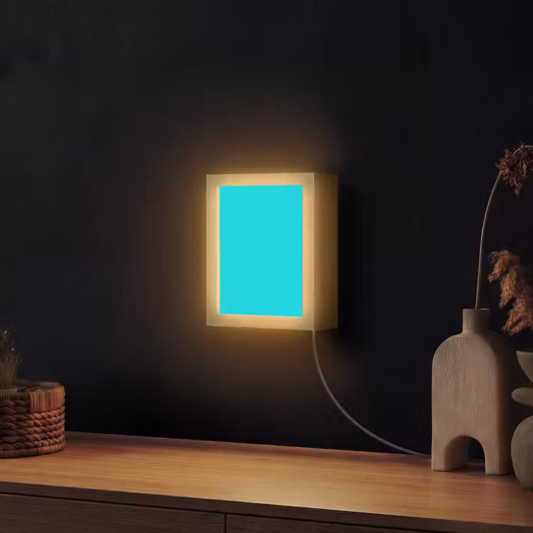 Vivid - Aquamarine - Turkoois Light Box met kabel (Wandlamp) klein 929 -sfeer1