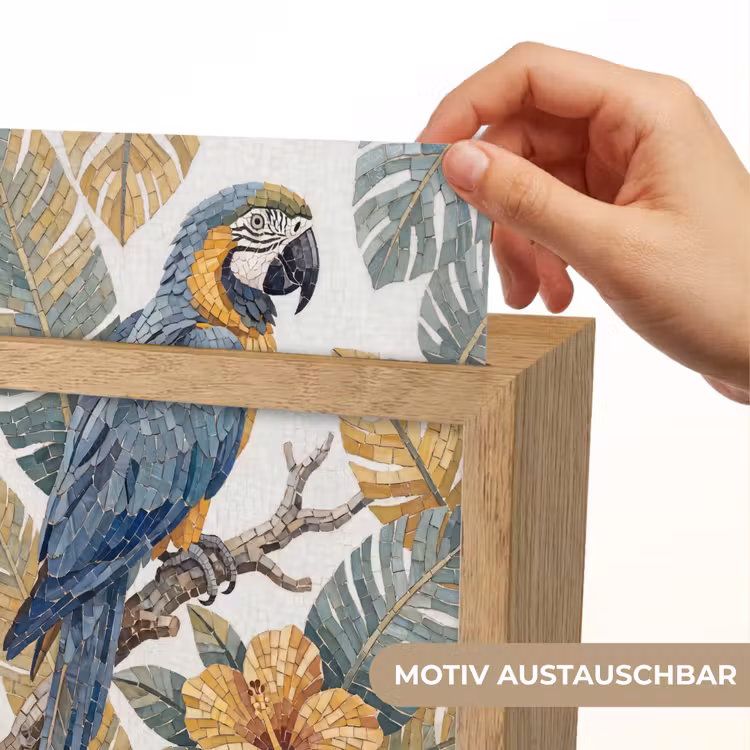 Vogel - Tak - Natuur - Mozaïek - Blauw Light Box met kabel (Wandlamp) klein -USP_websiteprintDE