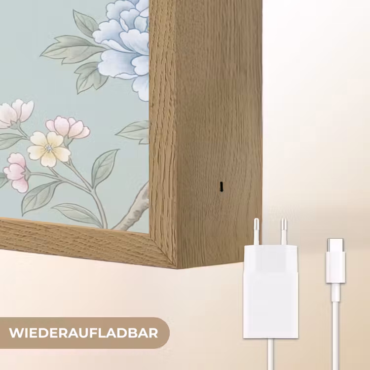 Vogel - Bloemen - Kleurrijk Light Box met batterij (Wandlamp) middel -USP_websiteoplaadbaarDE