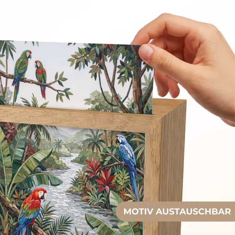 Vogel - Jungle - Natuur - Mozaïek - Groen Light Box met kabel (Wandlamp) klein -USP_websiteprintDE