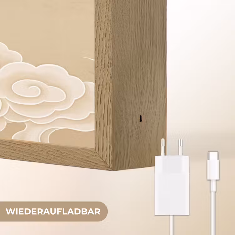 Vogels - Vliegen - Beige Light Box met batterij (Wandlamp) middel -USP_websiteoplaadbaarDE