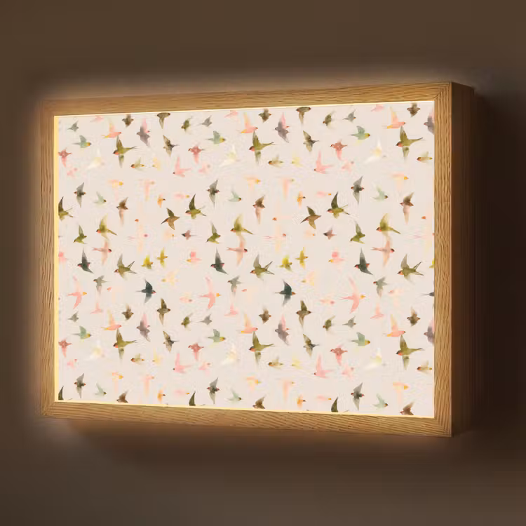Vogels - Vliegen - Kleurrijk Light Box met batterij (Wandlamp) middel 907 -z3d_website