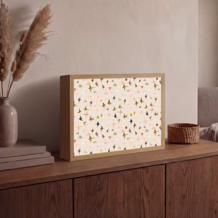 Vogels - Vliegen - Kleurrijk Light Box met batterij (Wandlamp) middel 907 -sfeer2