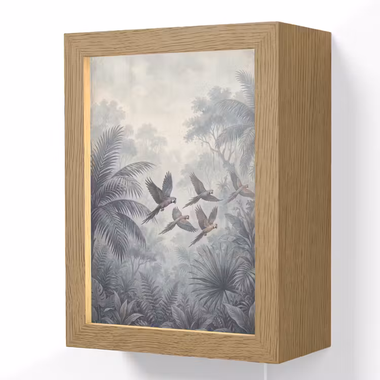 Vogel - Vliegend - Jungle - Vintage - Dieren Light Box met kabel (Wandlamp) klein -3d